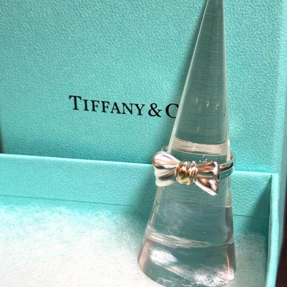 Tiffany & Co Ribbon Ring 18K 925 Silver Combi Size 11
